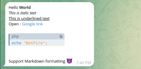 Markdown Support Message image
